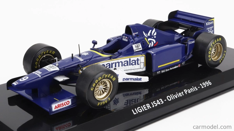 Edicola Ligier F1 Js43 N 9 Sezóna 1996 Olivier Panis - Con Vetrina - S vitrínou 1:24 modrá biela