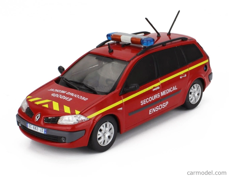 Edicola Renault Megane Break Sw Station Wagon Ambulancia Hasičské auto Secours Medical Ensosp 2006 1:43 Červeno-žltá