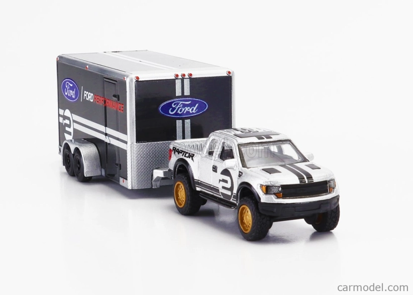 Maisto Ford USA F-150 Raptor Pick-up 2010 With Trailer Car Transporter + Gt N 2 2017 1:64 čierna strieborná