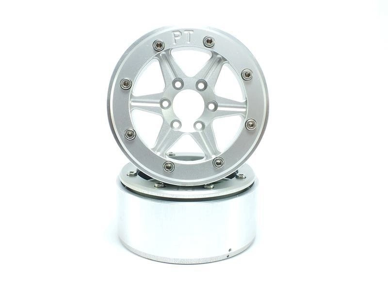 Kovové Beadlock CNC disky Absima Metsafil 1.9 SixStar Silver/Silver, 2 ks