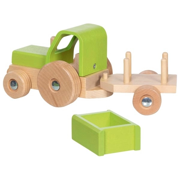 Goki Dřevěný Traktor s přívěsem