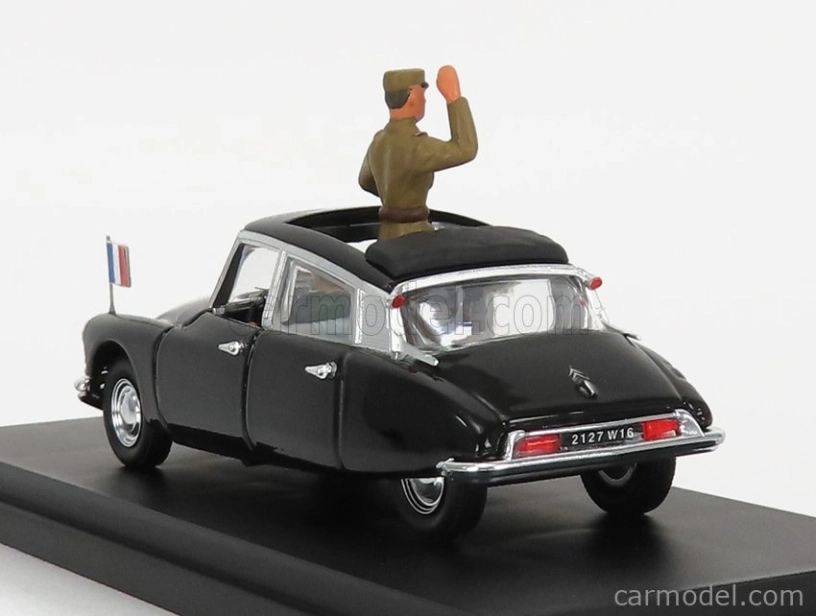 Rio-models Citroen Ds19 Cabriolet With General De Gaulle And Driver Figure 1960 1:43 Black