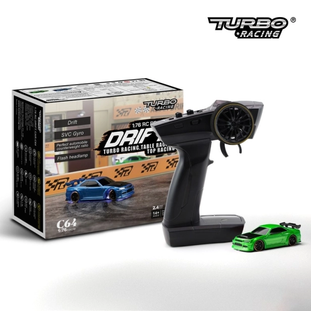 RC auto 1/76 C64 DRIFT RTR, modrá metalíza