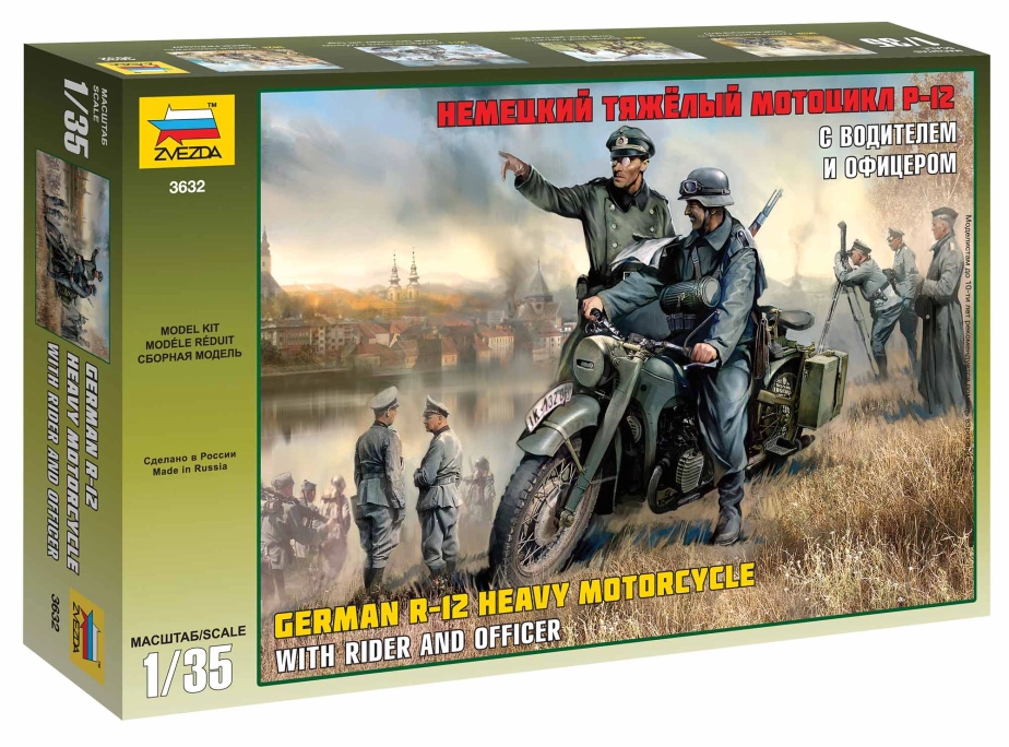 Zvezda německý motocykl R-12 s řidičem (1:35)