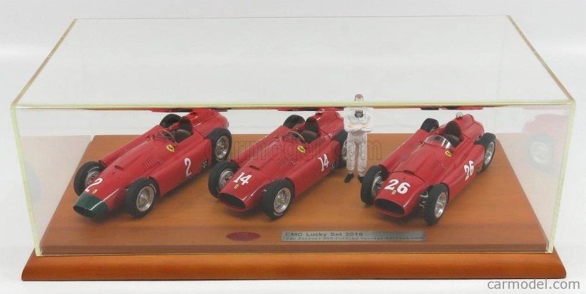 Cmc Ferrari Set 3x F1 D50 Short Nose N 14 French Gp 1956 Collins - F1 D50 Long Nose N 2 German Gp 1956 Collins - F1 D50 N 26 Monza Italy Gp 1956 Collins 1:18 Red