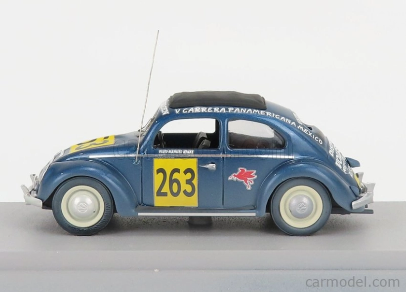 Rio-models Volkswagen Beetle Kafer Maggiolino Closed Roof N 263 Rally Panamericana 1954 M.hinke 1:43 Blue