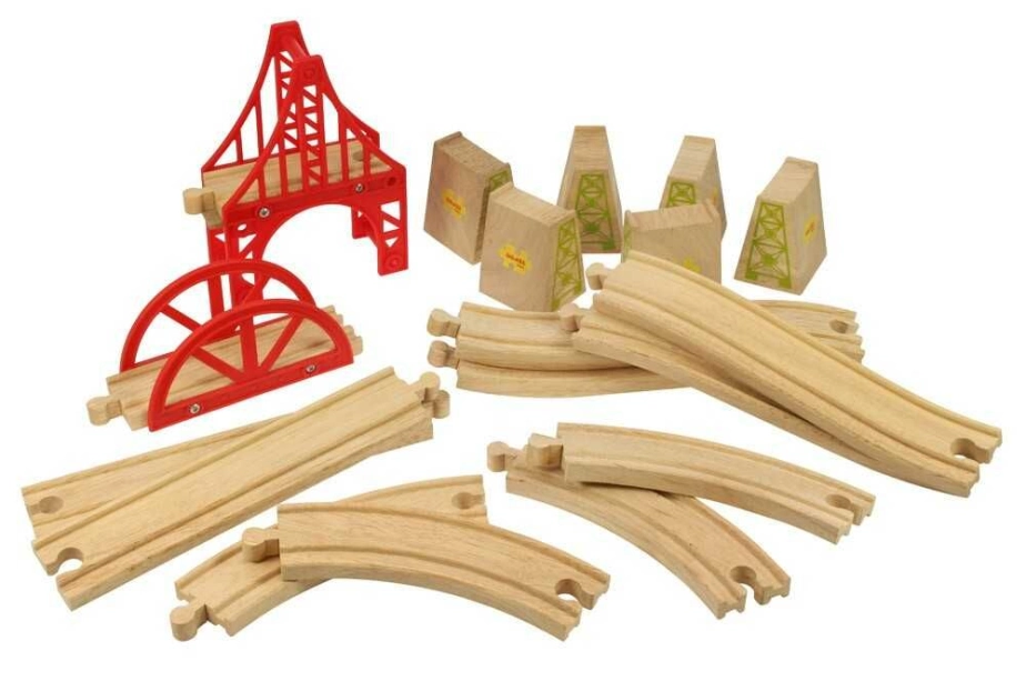 Bigjigs Rail Drevené koľaje set most 18 dielov – poškodený obal