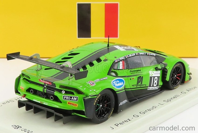 Spark-model Lamborghini Huracan Gt3 Team Antonelli Motorsport N 18 24h Spa 2018 J.perez - G.giraudi - L.spinelli - G.altoe 1:43 Zelená