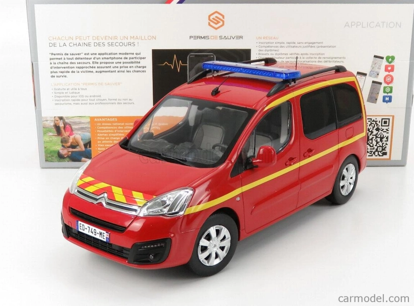 Norev Citroen Berlingo Pompiers 2017 1:18 Červená