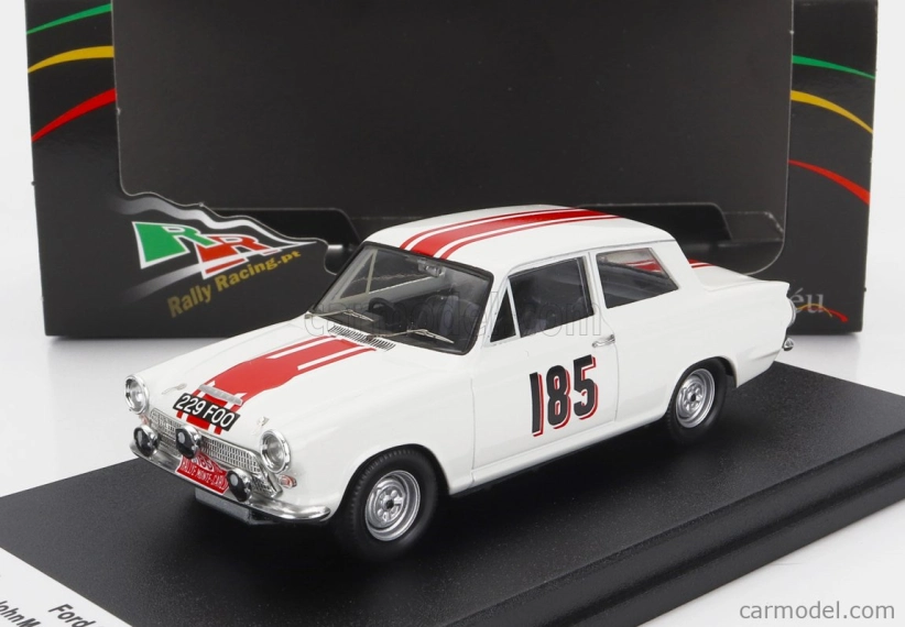 Trofeu Ford england Cortina Gt N 185 Rally Montecarlo 1964 J.manussis - J.uren 1:43 Biela červená