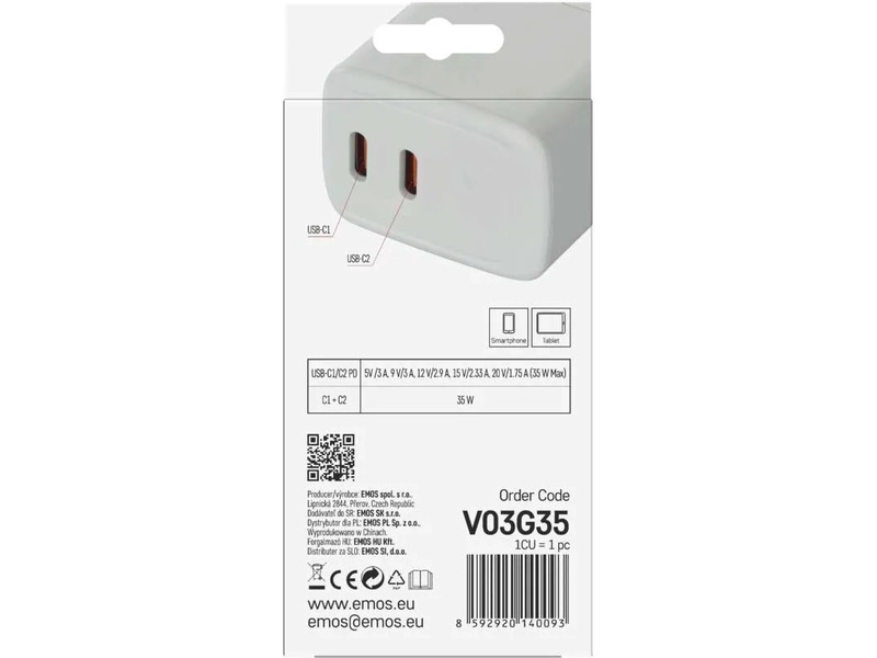 Napájací adaptér GaN PD 35W USB (napájanie)