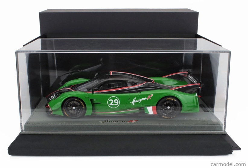 Bbr-models Pagani Huayra R N 29 Racing 2021 - Con Vetrina - With Showcase 1:18 Černý Uhlík Zelený