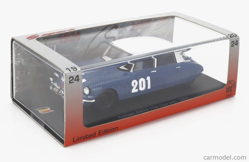 Spark-model Citroen Ds19 N 201 24h Spa 1964 Guy Verrier - Alain Bertaut 1:43 Modrá Bílá