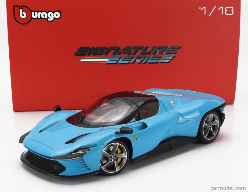 Bburago Ferrari Daytona Sp3 Closed Roof 2022 - Con Vetrina - With Showcase - Exclusive Carmodel 1:18 Střední Modrá