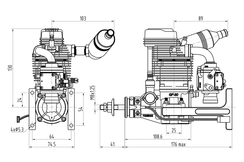 Štvortaktný benzínový motor NGH GF30