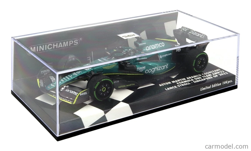 Minichamps Aston martin F1 Amr22 Team Aramco Cognizart N 18 Singapore Gp 2022 Lance Stroll 1:43 Zelená čierna