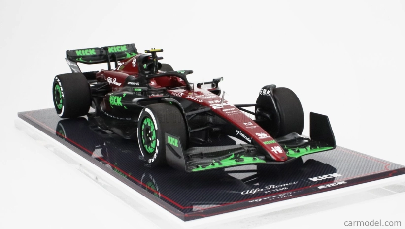 Nzg Alfa romeo F1 C43 Team Stake N 24 Belgium Gp 2023 Zhou Guanyu - Con Vetrina - With Showcase 1:18 Černá Červená