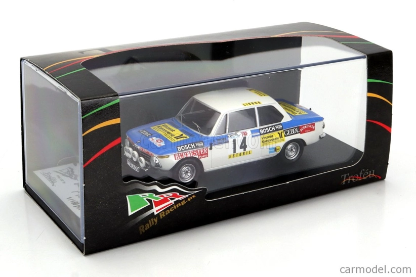 Trofeu BMW 2002 Tii (night Version) N 14 Rally Tap 1974 Georg Fischer - Harald Gottlieb 1:43 Modrá Bílá