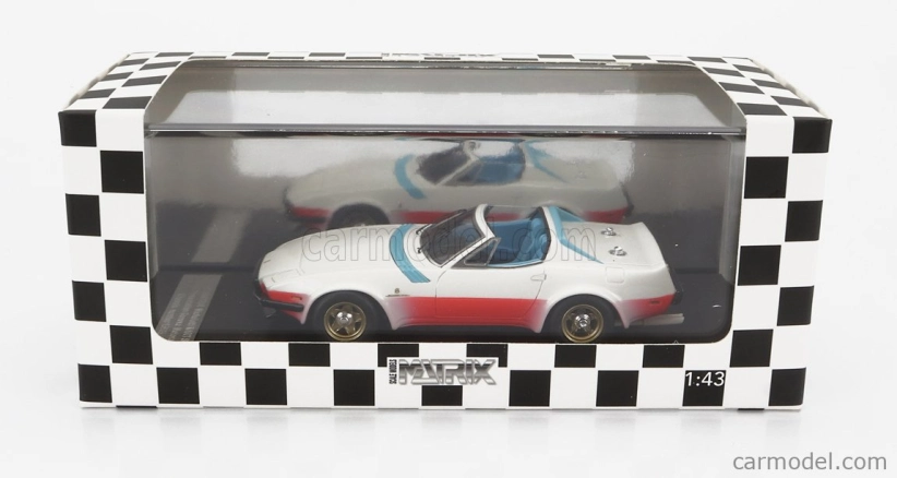 Matrix modely v mierke Ferrari 365 Gtb/4 Nart Spider Open Michelotti Press 1974 1:43 Biela červená