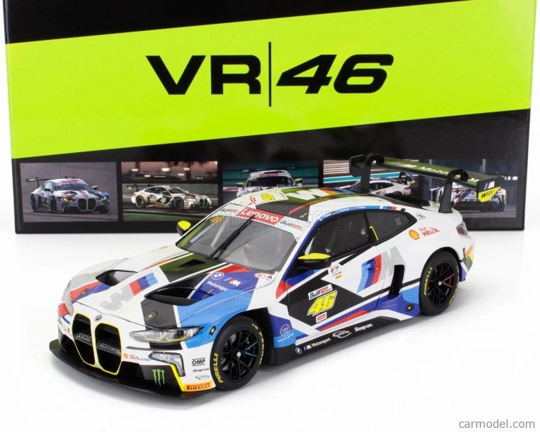Minichamps BMW 4-series M4 Gt3 Team Wrt N 46 Gulf 12h Abu Dhabi 2023 Valentino Rossi - Nick Yelloy - Dries Vanthoor 1:18 Bílá Černá Modrá