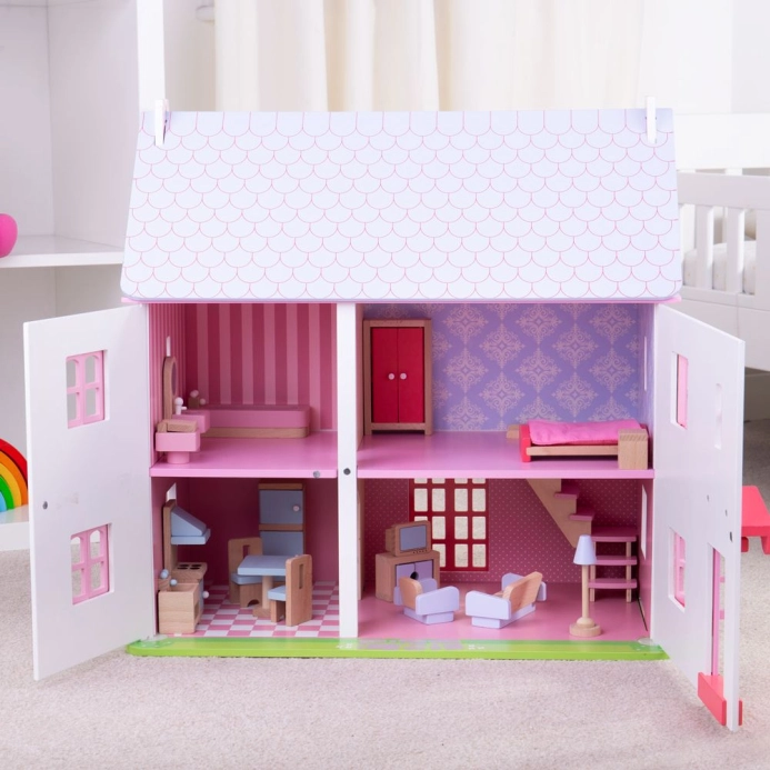 Bigjigs Toys Ružový domček pre bábiky – poškodený obal