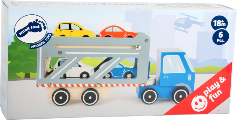 Small Foot Dřevěný transporter s 4 auty Premium