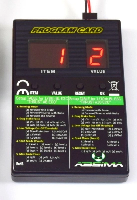Programovacia karta Absima Thrust BL ECO
