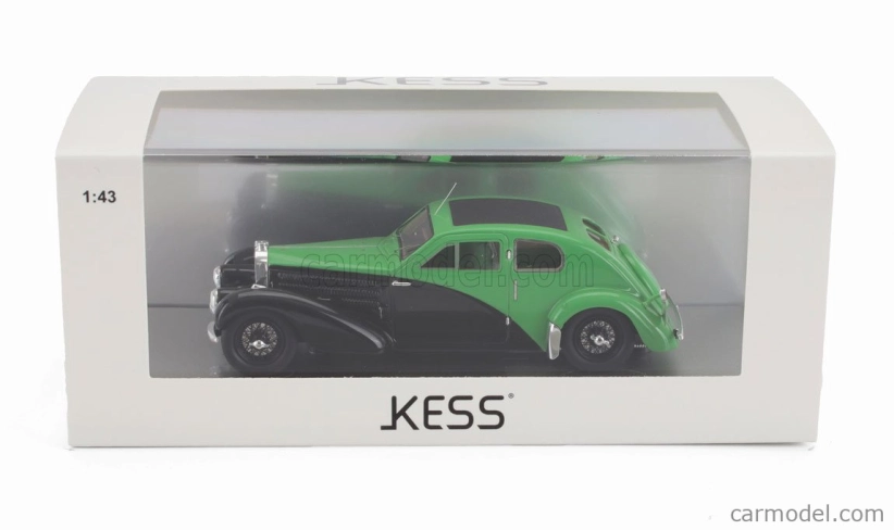 Kess-model Bugatti 57c S/n.57335 Coupe Aerodynamique Closed Roof 1938 1:43 Green Black