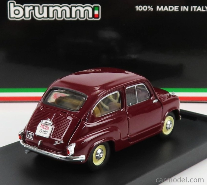 Brumm Fiat 600 Polizia Stradale 1955 1:43 Bordeaux