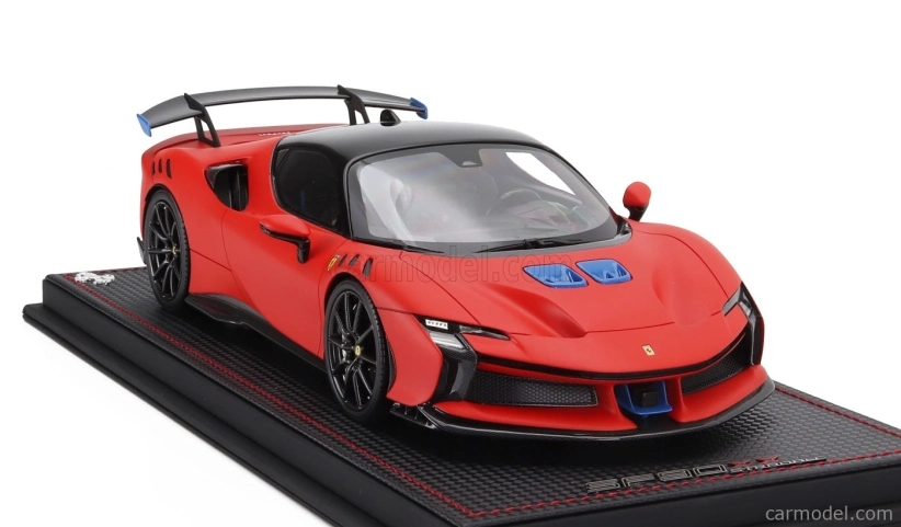 Mr-models Ferrari Sf90 Xx Stradale Spider 2024 - Con Vetrina - With Showcase 1:18 Rosso Le Mans - Matná Červená Modrá Černá