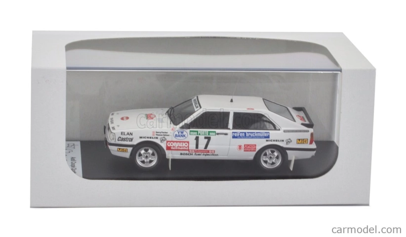 Trofeu Audi Quattro Coupe N 17 Rally Portogallo 1987 Georg Fischer - Thomas Zeltner 1:43 Bílá