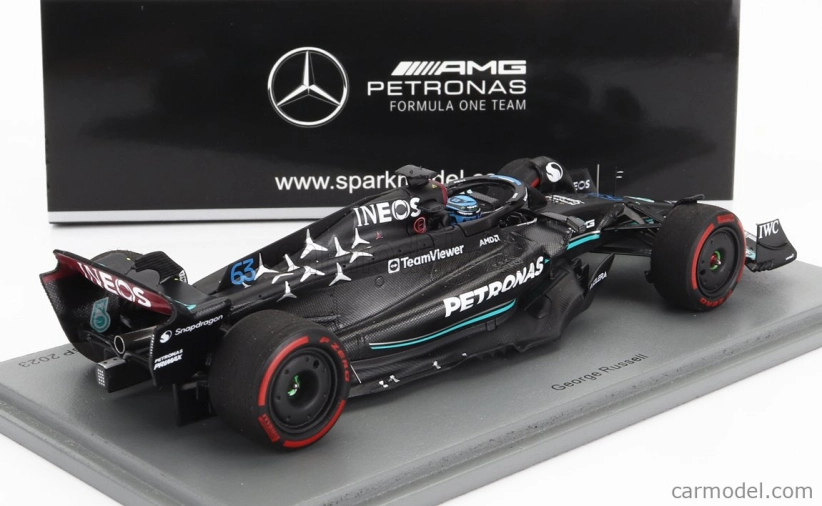 Spark-model Mercedes gp F1 W14 Team Mercedes-amg Petronas Formula One N 63 3rd Spain Gp 2023 George Russell 1:43 Matt Black