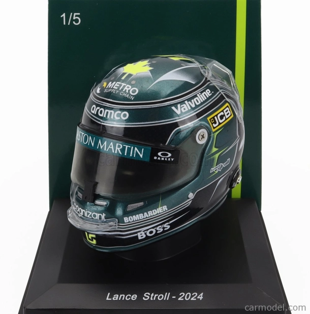 Spark-model Bell helmet Casco Helmet F1 Lance Stroll Team Aston Martin Aramco Cognizant N 18 Season 2024 1:5 Zelená
