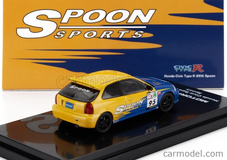 Motorhelix Honda Civic Ek9 Type R Spoon N 95 Racing 1999 1:64 Modrá Žlutá