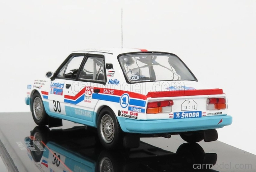 Ixo-models Škoda 130l N 30 Rally Rac Lombard 1987 L.Krecek - B.Moti 1:43, bílá