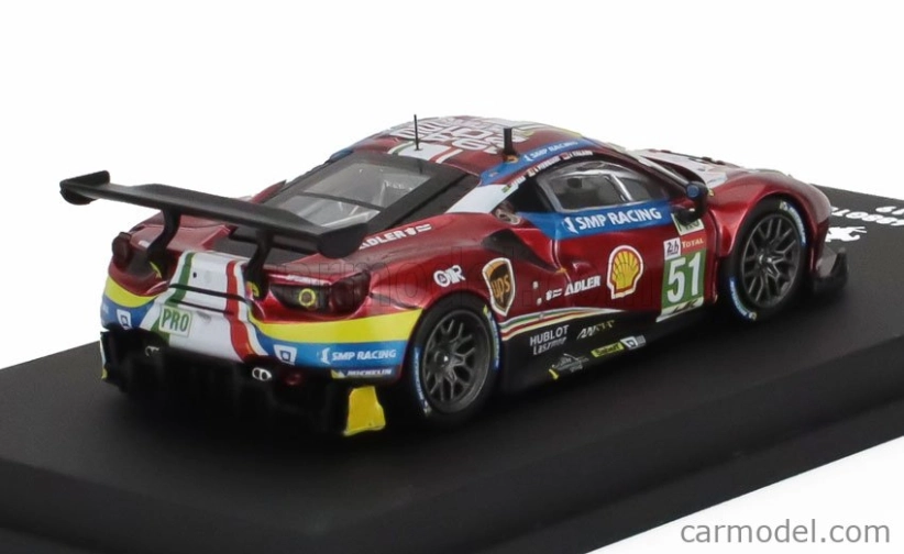 Edicola Ferrari 488 Gte Evo 3.9l Turbo V8 Team Af Corse N 51 Winner Class Lmgte Pro 24h Le Mans 2019 J.calado - A.pier Guidi - D.serra - Con Vetrina - With Showcase 1:64 Červená S Bílou Modrou