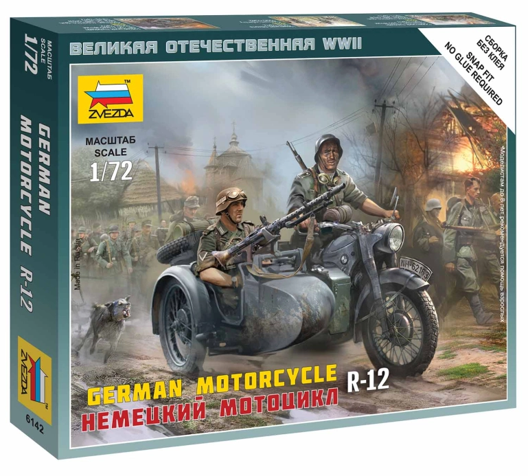 Zvezda Easy Kit German Motorcycle R-12 (1:72)