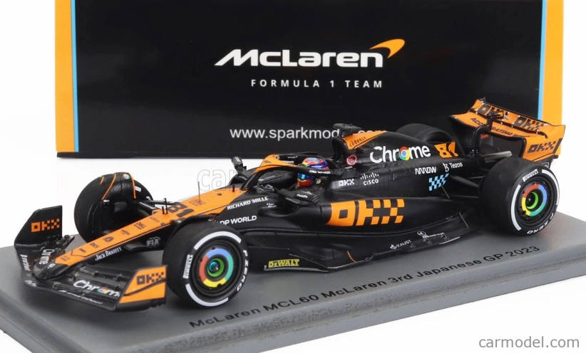 Spark-model Mclaren F1 Mcl60 Team Mclaren N 81 3rd Japan Gp 2023 Oscar Piastri 1:43 Orange Blue Black