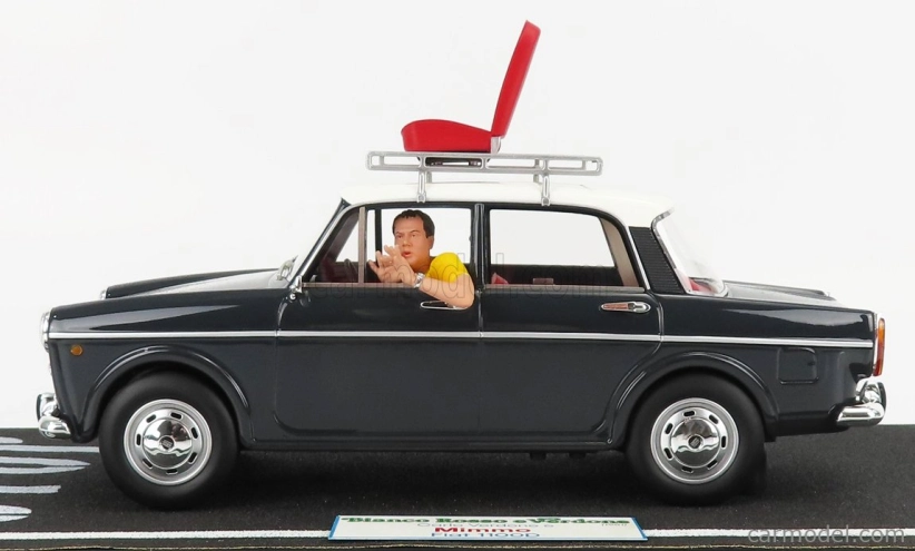 Clc-models Fiat 1100d s figúrkou Mimmo (carlo Verdone) 1981 Bianco Rosso E Verdone Movie 1:18 Grey