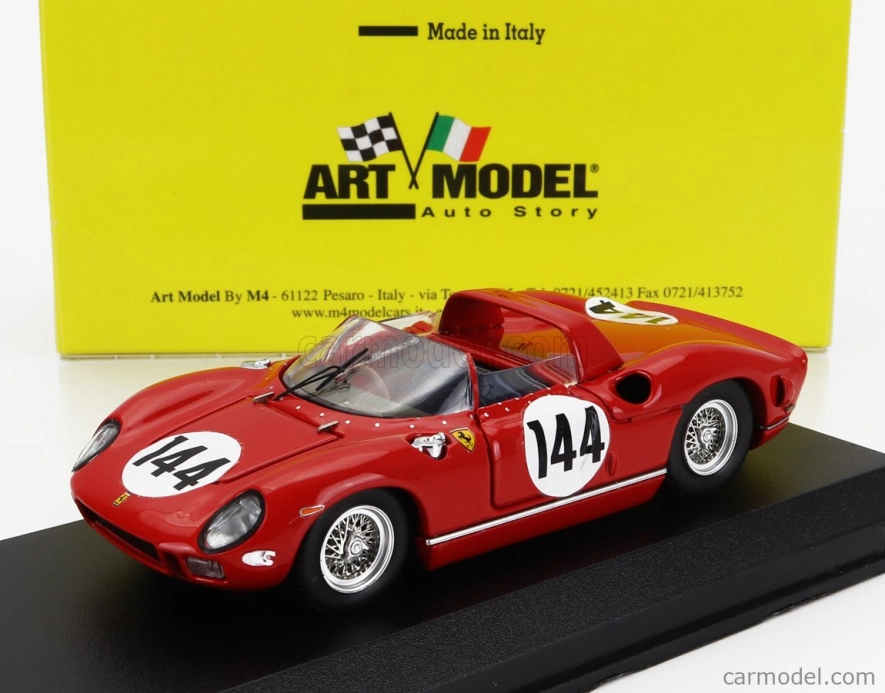 Umelecký model Ferrari 275p Spider Ch.0820 N 144 Víťaz 1000km Nurburgring 1964 Ludovico Scarfiotti - Nino Vaccarella 1:43 Červená