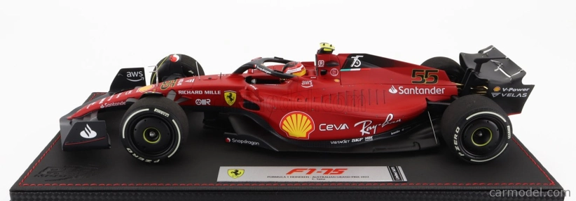 Bbr-models Ferrari F1-75 Team Scuderia Ferrari N 55 Australian Gp 2022 Carlos Sainz - Con Vetrina - S vitrínou 1:18 červená