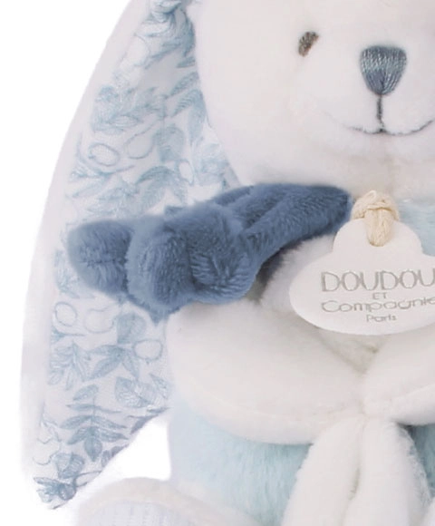 Doudou Darčeková sada Plyšový králik s dečkou 10 cm modrý