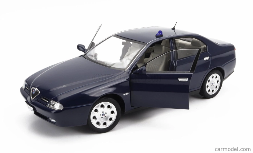 Mitica-diecast Alfa romeo 166 2.0 Twin Spark (with  Decals Comando Carabinieri - Comando Gdf E Civile) 1998 - Police (lampeggiante Applicabile Con Biadesivo - Flashing Light With Double-sided Tape) 1:18 Blue
