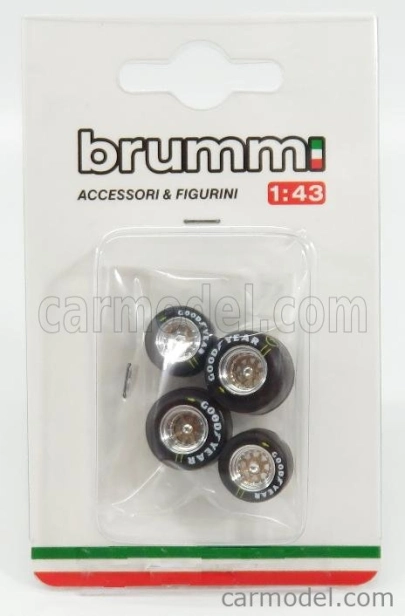 Brumm Accessories F1 Set Pneumatici Good Year E Cerchi - pneumatiky a disky 1:43 Black Silver
