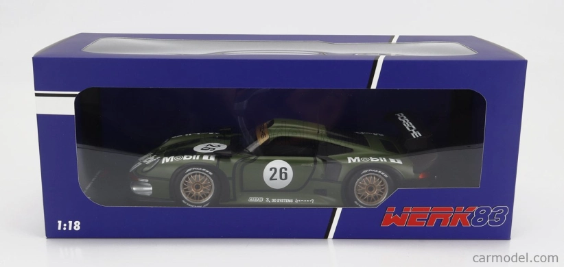 Werk83 Porsche 911 Gt1 3.2l Turbo Team Porsche Ag Mobil1 N 26 Pre Qualifying 24h Le Mans 1996 Y.dalmas - H.j.stuck - K.wendlinger 1:18 Zelená