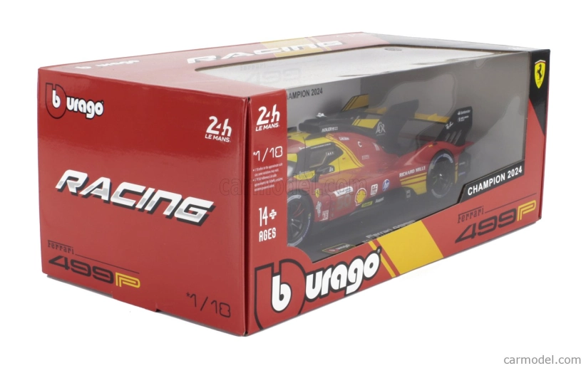Bburago Ferrari 499p 3.0l Turbo V6 Team Ferrari Af Corse N 50 Winner 24h Le Mans 2024 Antonio Fuoco – Miguel Molina – Nicklas Nielsen 1:18 Red