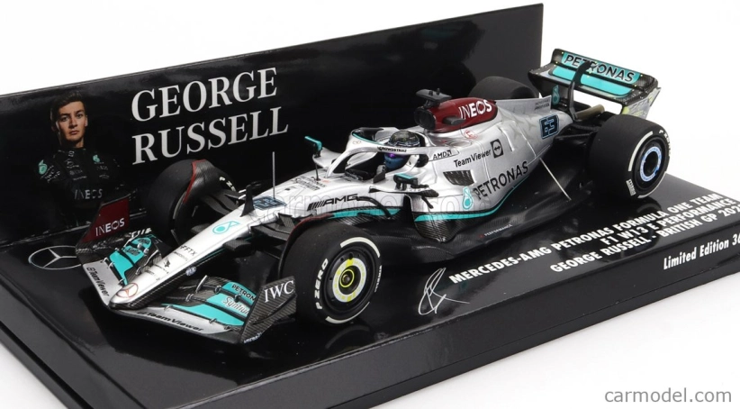 Minichamps Mercedes gp F1 W13e Team Mercedes-amg Petronas F1 N 63 Silverstone British Gp 2022 George Russel 1:43 Silver Green