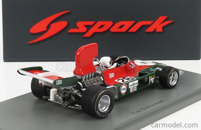 Spark-model Iso rivolta F1 Ir N 26 Canada Gp 1973 T.schenker 1:43 Červená Zelená Bílá