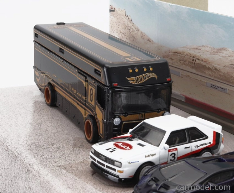 Mattel hot wheels Audi Set 4x Euro Hauler Car Transporter - Quattro Sport N 3 - Lamborghini Essenza - Sauber Mercedes N 61 24h Le Mans 1:64 Různé