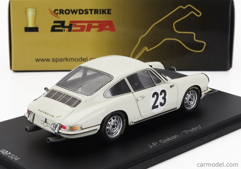 Spark-model Porsche 911 Coupe N 23 Víťaz 24h Spa 1967 Jean Pierre Gaban - Pedro 1:43 Biela Čierna